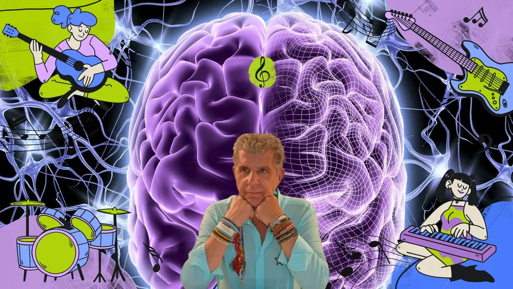 Presentación Escuela de Música Proyecto Musical Instrumentos Ilustrada Infantil Morado y Verde